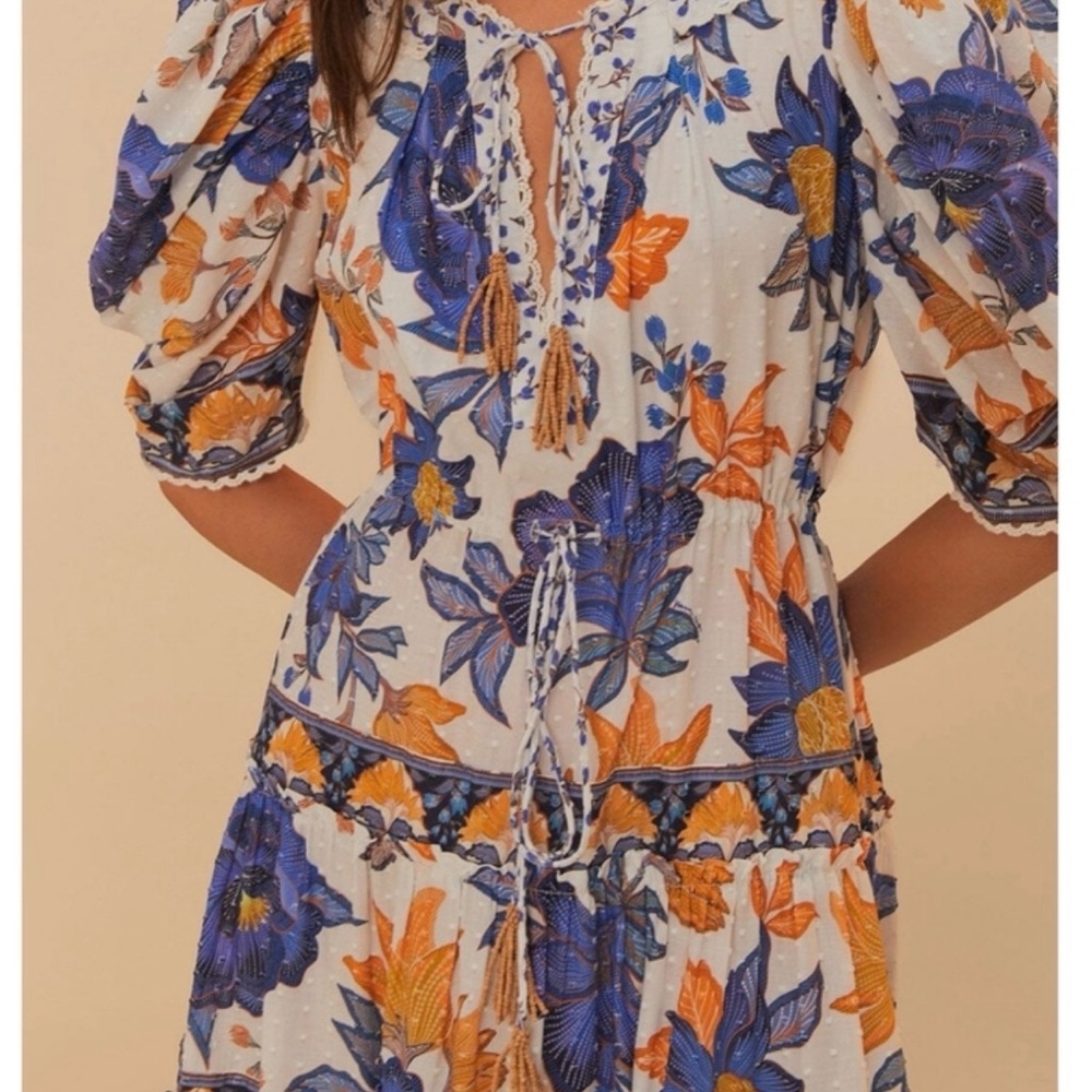 FARM Rio Summer Flowers Off-White Maxi Dress size Small NWT - Picture 3 of 10